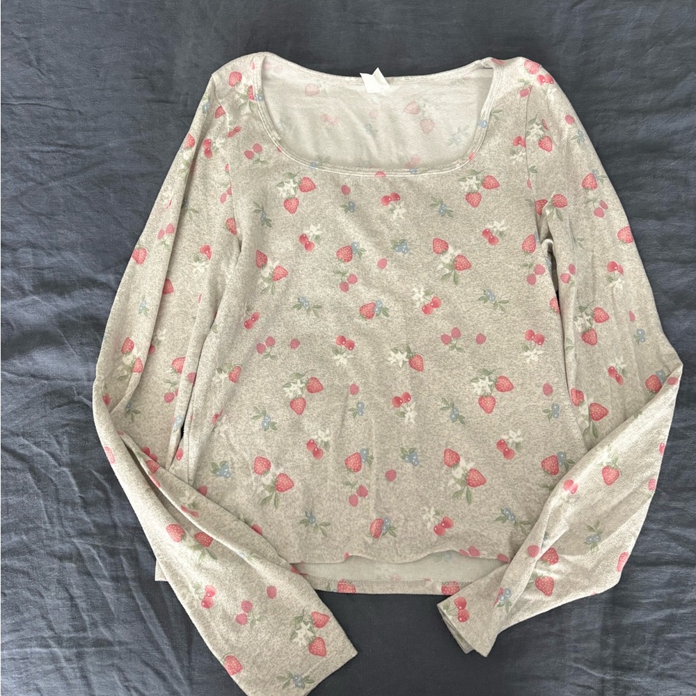 Cozy Strawberry Print Pajama Set
